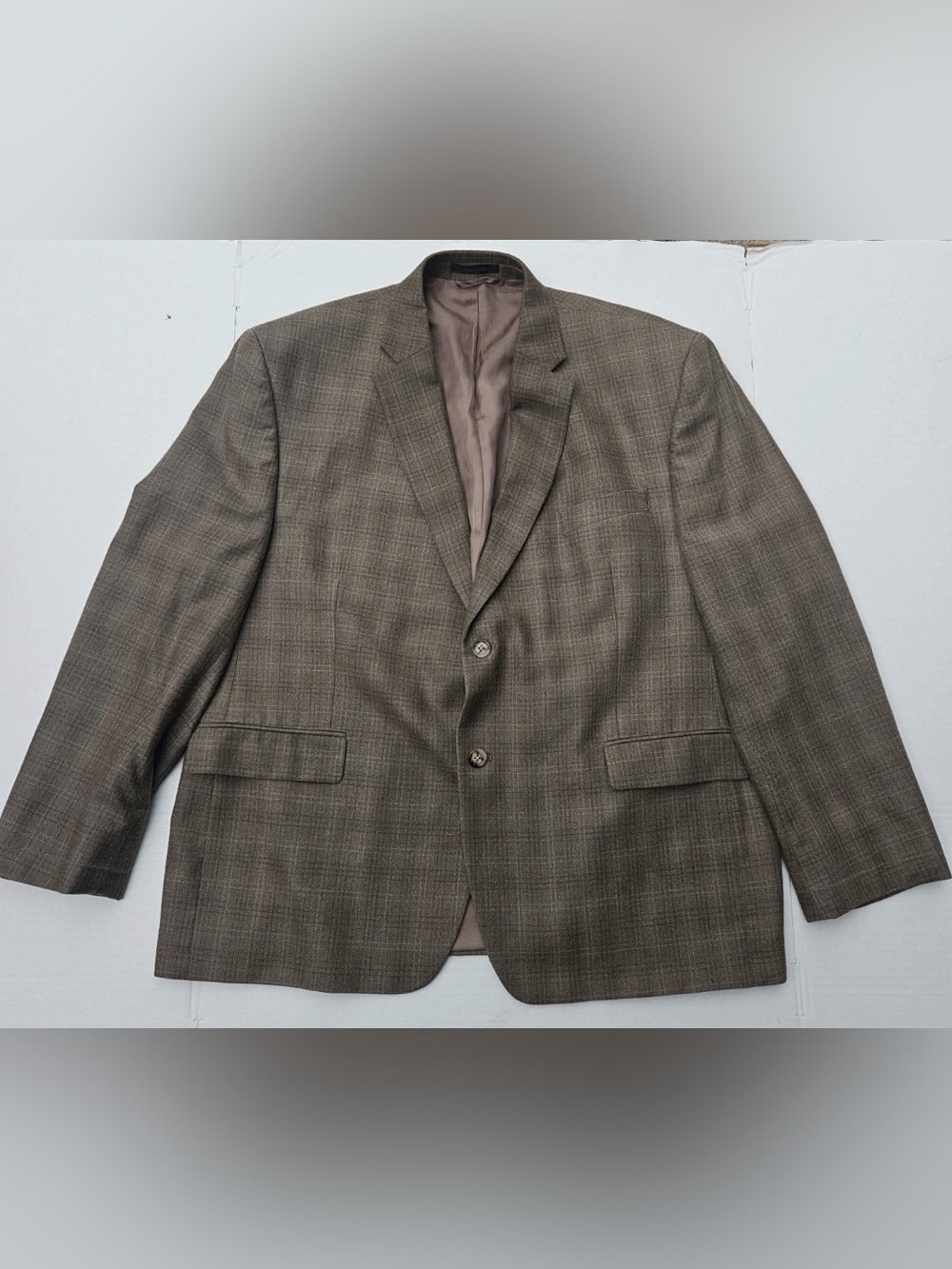 Lauren Ralph Lauren Men’s 46S Silk Wool Plaid Blazer Sport Coat Brown